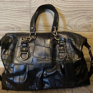 COACH handbag in pewter metalic grey used shoulder bag almost perfect